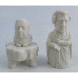 Three Royal Worcester white candle snuffers, from the Titchbourne Trial, comprising lawyer, orton