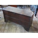 An Antique oak coffer, having a hinged lid and a candle box to the interior,  width 49ins, height