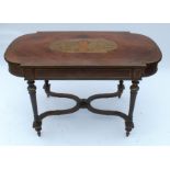 A 19th century Kingwood and brass inlaid centre table, of rectangular form with D ends, the centre