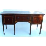 A 19th century mahogany sideboard, with satinwood crossbanding and inlay to the top and front,