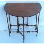 A 19th century satinwood spider leg drop leaf table, with line inlay to the top, 29ins x 34ins x