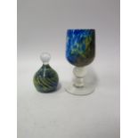 A Mdina Glass Goblet and paperweight