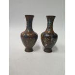 A Pair of 19th Century Chinese Cloisonne Vases, 18cm