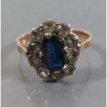 A Sapphire and Diamond Rind in a precious yellow metal setting, size K, 2.3g