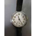 A Silver Cased Trench Wristwatch, c. 1915, running