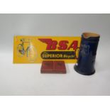 A Collection of BSA Related Items including stoneware shooting cup, and sign