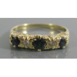 An 18ct Gold, Sapphire and Diamond Ring, size N.5, 2.6g