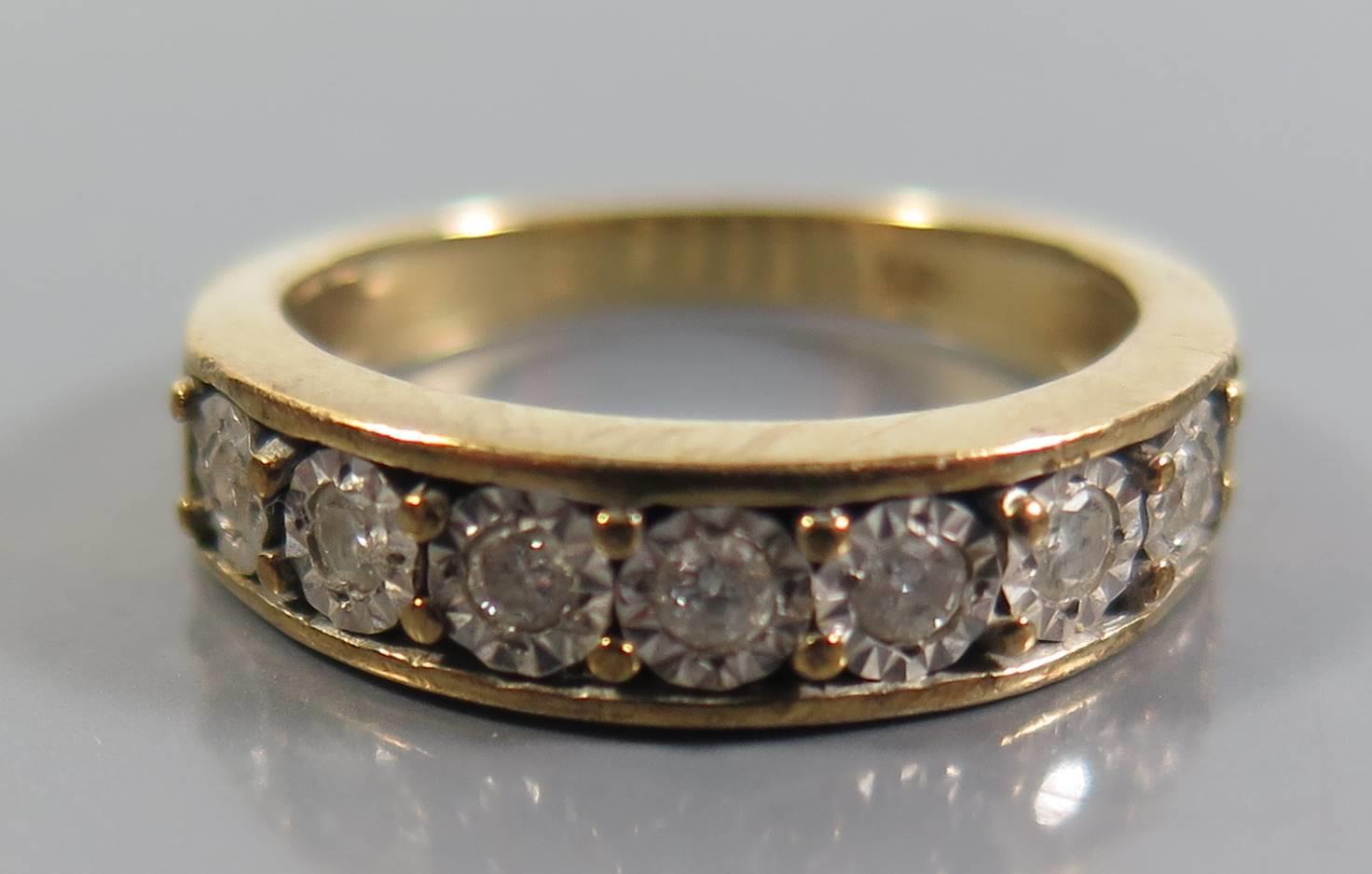 Gold Seven Stone Diamond Ring, size M.5