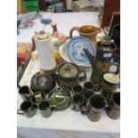 Portmeirion, pair of damaged Chinese blue and white plates, Limoges vase, NatWest pig etc.