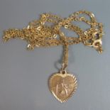 An 18ct Gold Chain (2.9g) and 9ct heart shaped St. Christopher (1.4g)