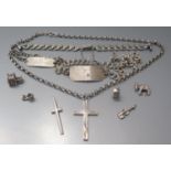 A Selection of Silver Jewellery including cross on chain etc
