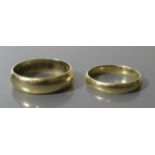 Two 9ct Gold Wedding Bands, sizes U & P, 7.4g
