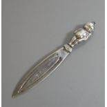 A George V Silver Bookmark with baby finial, Birmingham 1933, W H Collins & Co.