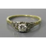 A 14ct Gold, Platinum and Diamond Ring, size N, 1.8g