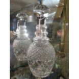 A Modern Silver Collared Cut Crystal Decanter