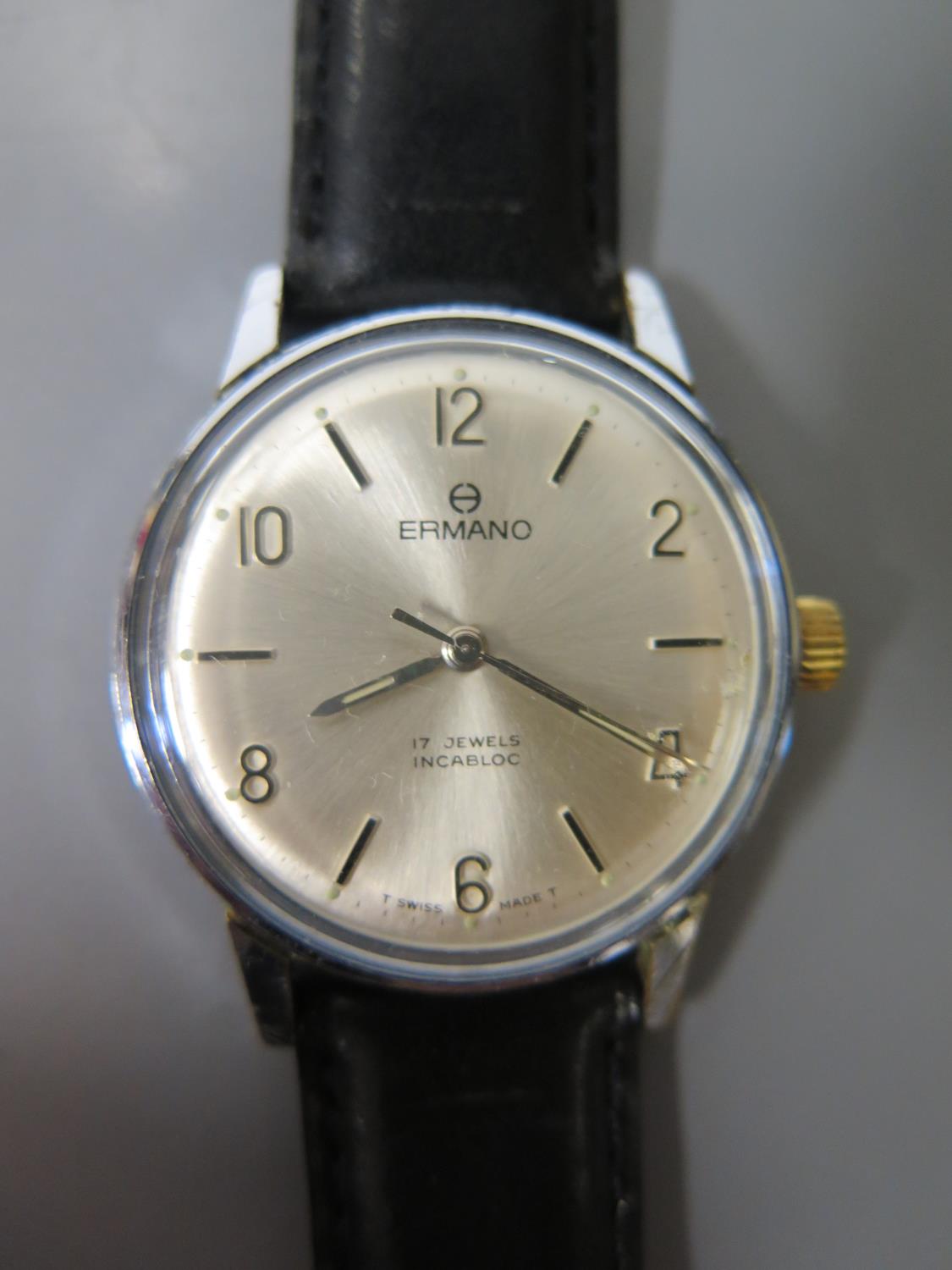 An Ermano Gent's Maual Stainless Steel Wristwatch, running
