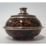 A George V Silver Mounted Tortoise Shell Powder Bowl, Birmingham 1924, Samuel M Levi