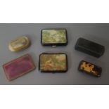 A Collection of Papier Mache and other Snuff Boxes and cigarette cases etc