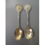 A Pair of Cumberland County Motor Cycling Club Silver Spoons engraved to A. Wood 1921, 43g