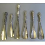 Six Silver Handled Shoe Horns