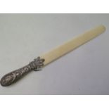 A Victorian Silver Handle and Ivory Page Turner, London 1884, 43cm