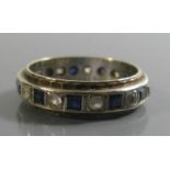 A 9ct Gols, Sapphire and Diamond Eternity Ring, size J, 2.9g