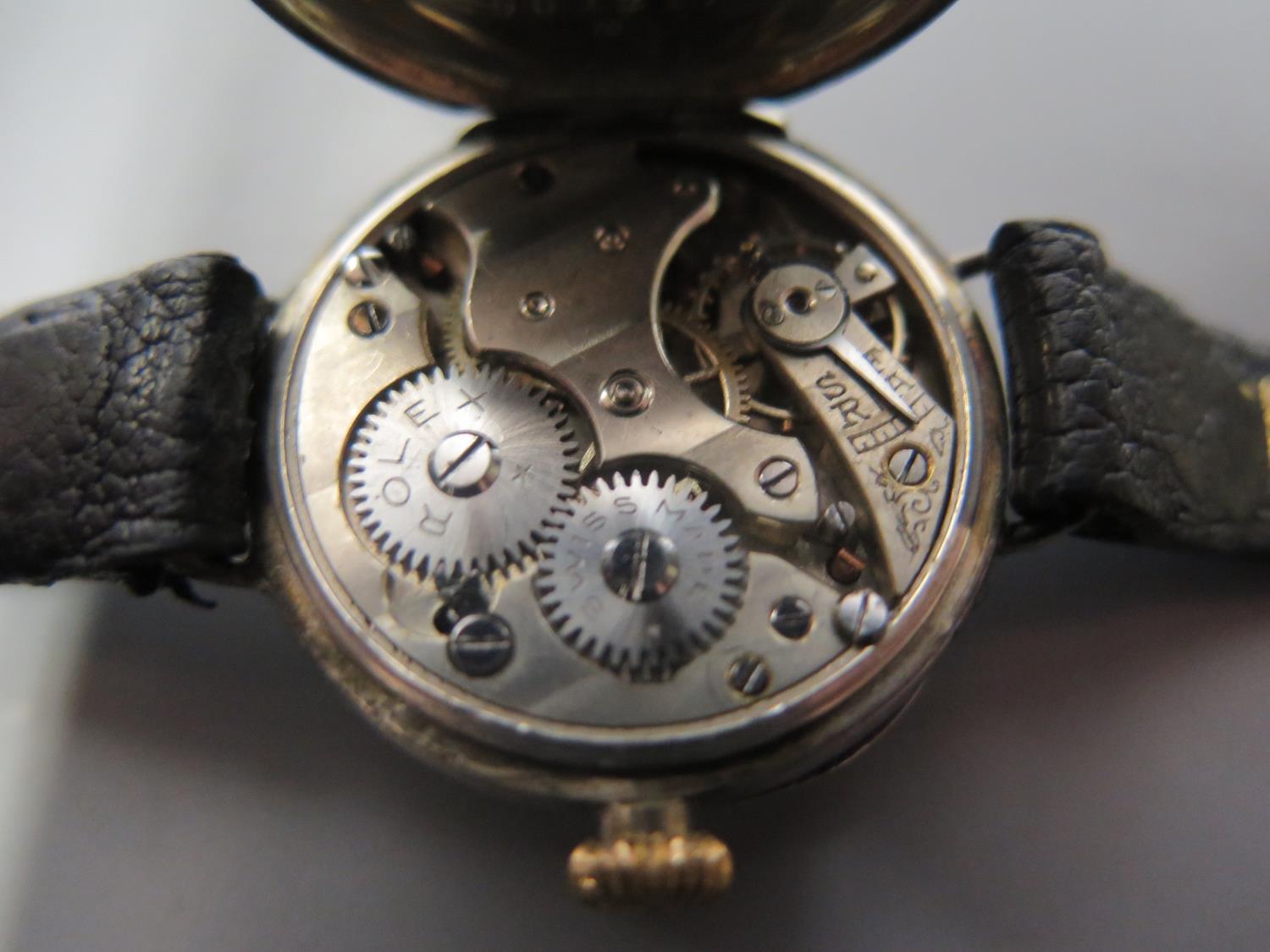 A Gent's Rolex Silver Cased Trench Watch, London import marks 1916, case no. 901217 (A/F) - Bild 2 aus 2
