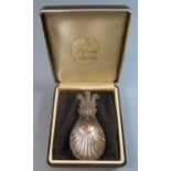 A Silver Prince of Wales Feathers Caddy Spoon in box, Sheffield 1981, 23g