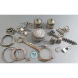 A Selection of Silver and Plate etc. including silver napin rings, plated salt and pepper and