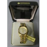 A Citizen 21 Jewel Automaic Gold Plated Gent's Wristwatch in case and with 2008 Guarantee and