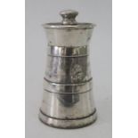 An Edward VII Silver Pepper Grinder, London 1901, John Grinsell & Sons, engraved inscription to '