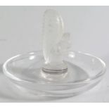 A Lalique Glass Squirrel Cendrier, 9.5cm diam.