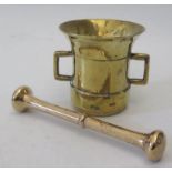 An Early Brass Pestle and Mortar