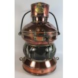 A Ship's Copper Lantern By Stevens & Sons, Darlington Works Southwark Bridge Road 42cm