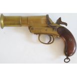 A WWI Webley & Scott Flare Gun, crows foot mark and dated 17, ID no. 64294. The firing pin has