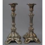 A Pair of Continental Silver Candlesticks, impressed 13DK (Hungarian?), 411g, 27cm