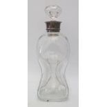 An Edward VII Silver Collared Glass Decanter of waisted form, Birmingham 1905, Elklington & Co. Ltd.