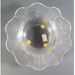 A Lalique Glass Bowl with leaf moulded rim, 14.5cm diam.