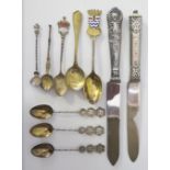 An L.C.C. Lodge Enamel and Silver Gilt Spoon Birmingham 1926 Levi & Salaman 44g, three Chinese white