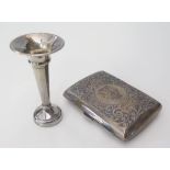 A George V Silver Card Case with engraved foliate decoration Birmingham 1912 72g and small loaded