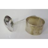 An Elizabeth II Boxed Silver Napkin Ring Sheffield 1962 EV and sauce ladle, 61g