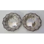 A Pair of Victorian Silver Dishes with embossed foliate decoration, Sheffield 1896, Fenton Bros.,