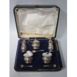 A George V Cased Silver Cruet Set, Birmingham 1925, Mappin & Webb