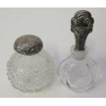 An American Towle Silver Topped Scent Bottle 11cm and one damaged