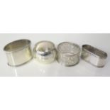 A Cased Birmingham Silver Christening Spoon, napkin ring, other plated napkin rings and teaspoons,