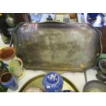 A Large Electroplated Silver Tray with pierced gallery, 64 x 40cm