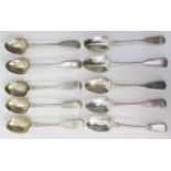 A Victorian Set of Five Silver Egg Spoons London 1864 CB and five teaspoons, 162g