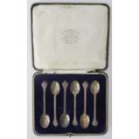 A George V Silver Cased Set of Six Coffee Spoons, Sheffield 1931, G&S Co. Ltd., 44g