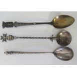 A Russian Silver and Niello Engraved Teaspoon Kiev c. 1908 14g and two others