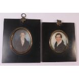 Two Nineteenth Century Portrait Miniatures of Young Gentlemen in ebonised frames